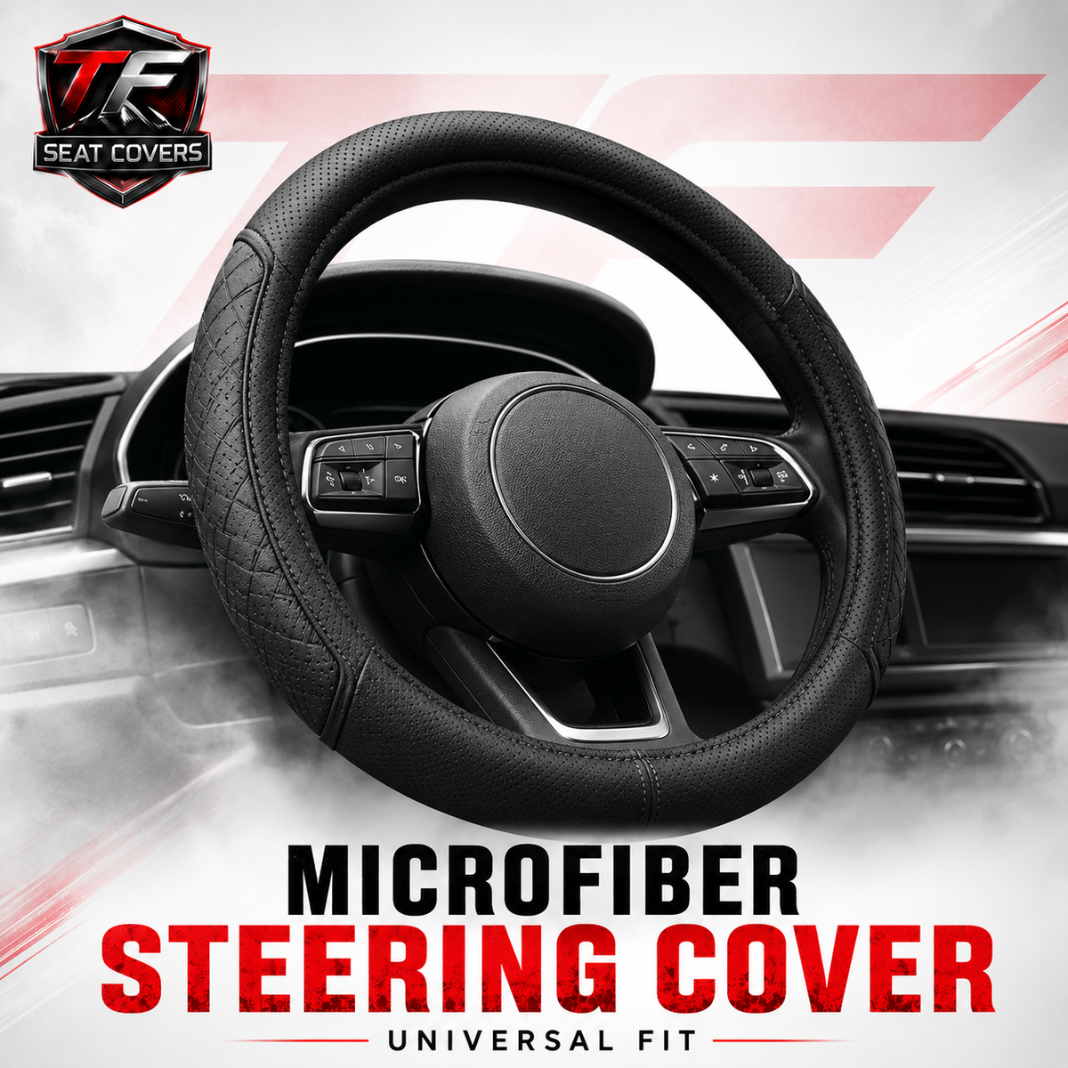 Microfiber Leather Steering Wheel Cover — Embossed, Breathable & Anti-Slip - dashboard