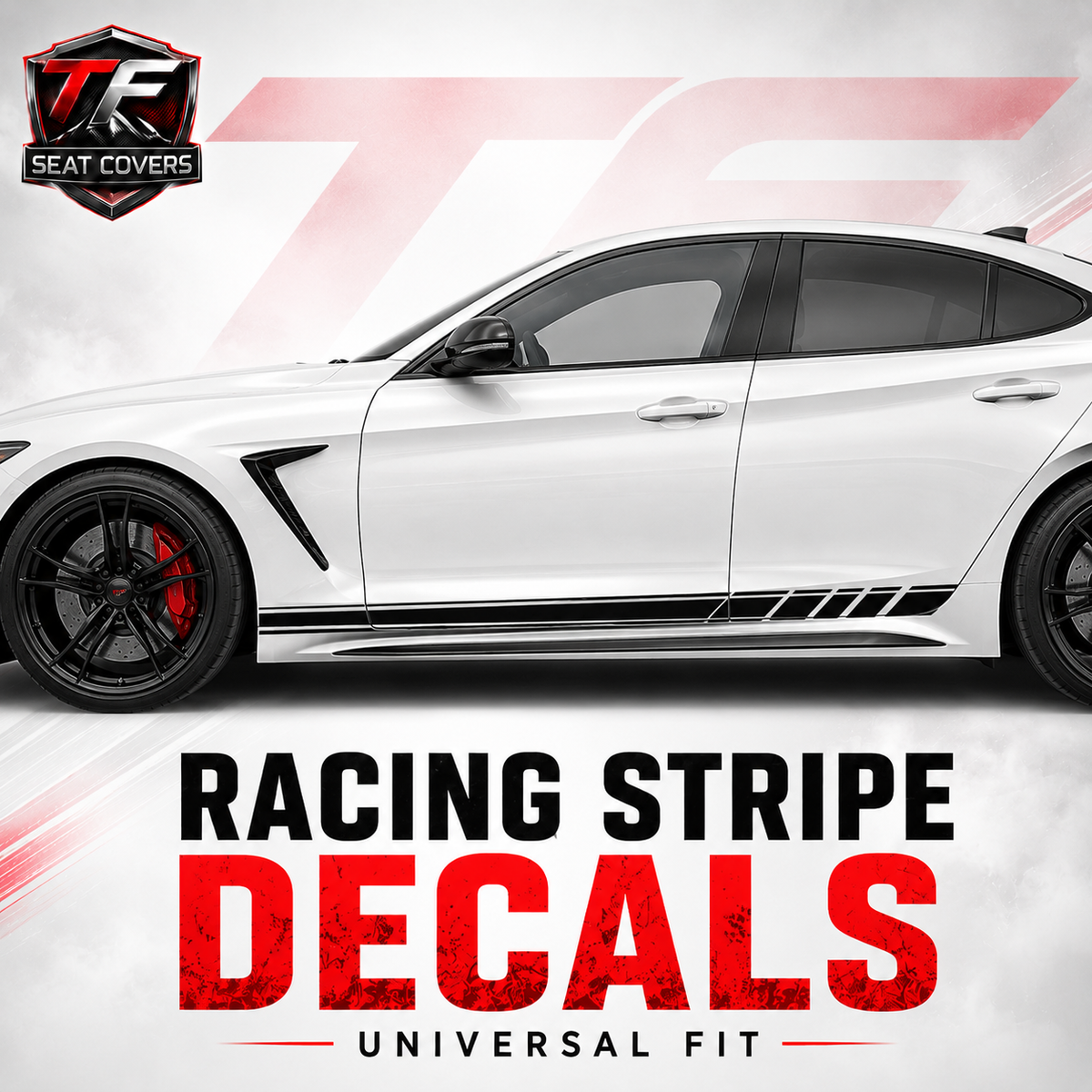 Car Side Skirt Racing Stripe Decals — Vinyl Body Graphics (2 Pcs, Universal) - side profile